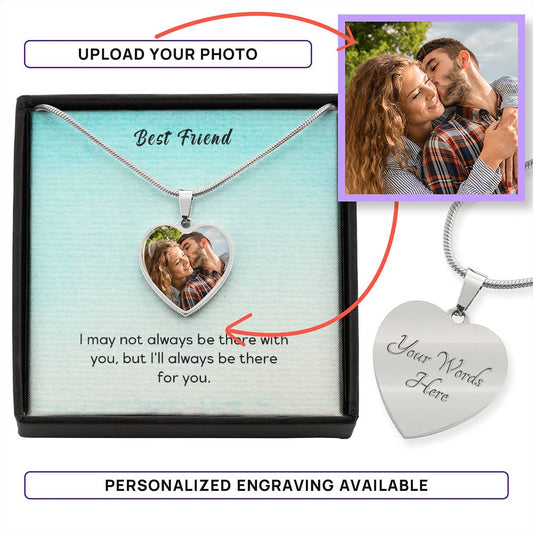 Custom Photo Heart Shaped Pendant Necklace For Best Friend