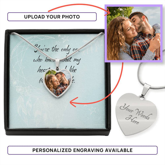 Custom Photo Heart Shaped Pendant Necklace