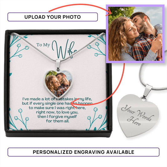 Custom Photo Heart Shaped Pendant Necklace for Mom