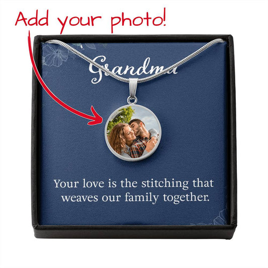 Customizable Circle Photo Pendant Necklace - A Heartfelt Keepsake for Grandma