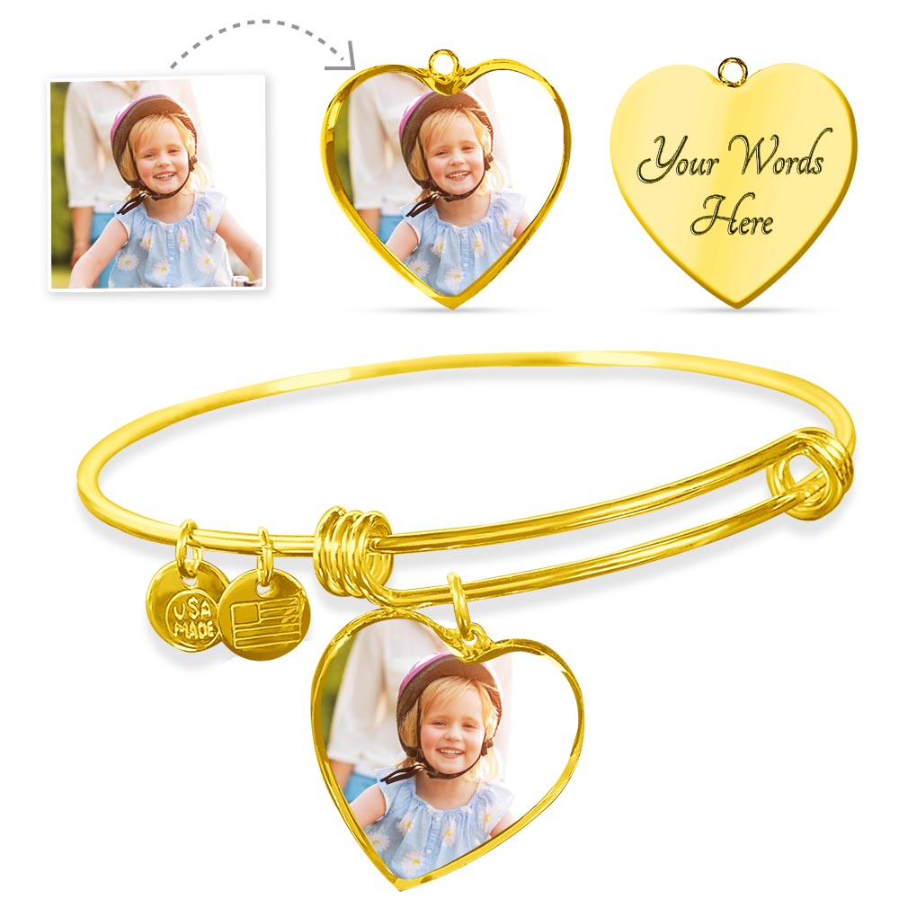 Customizable Photo Heart Bangle